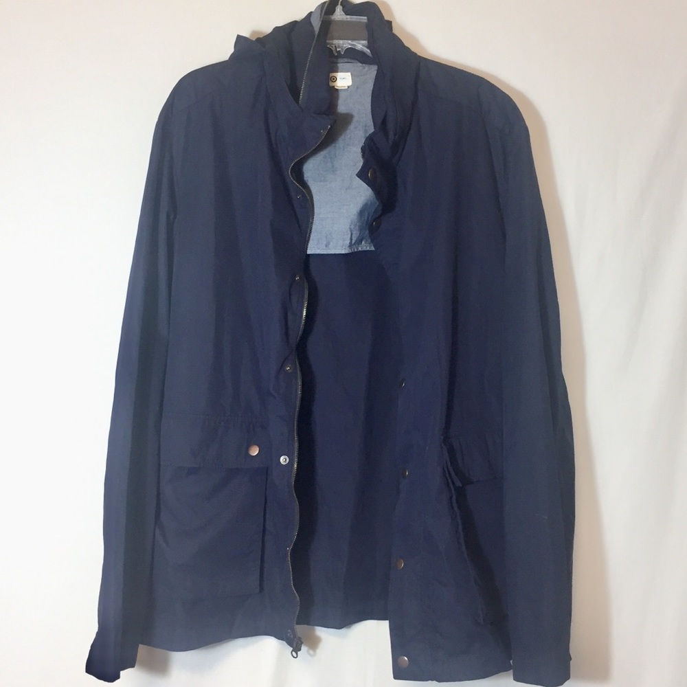 [Toms] parka jacket hood navy blue warm rain XXL